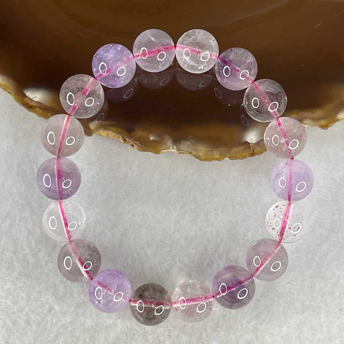 Certified Entry-Grade Natural Super 7 Crystal Beads Bracelet | Supreme Ultra-Mass Statement Strand | Authentic Sacred Seven Multi-Mineral Inclusions Quartz Spiritual Catalyst & Auric Shield Bracelet (34.90g | 16.5cm Length | 11.4mm | 18 Beads)