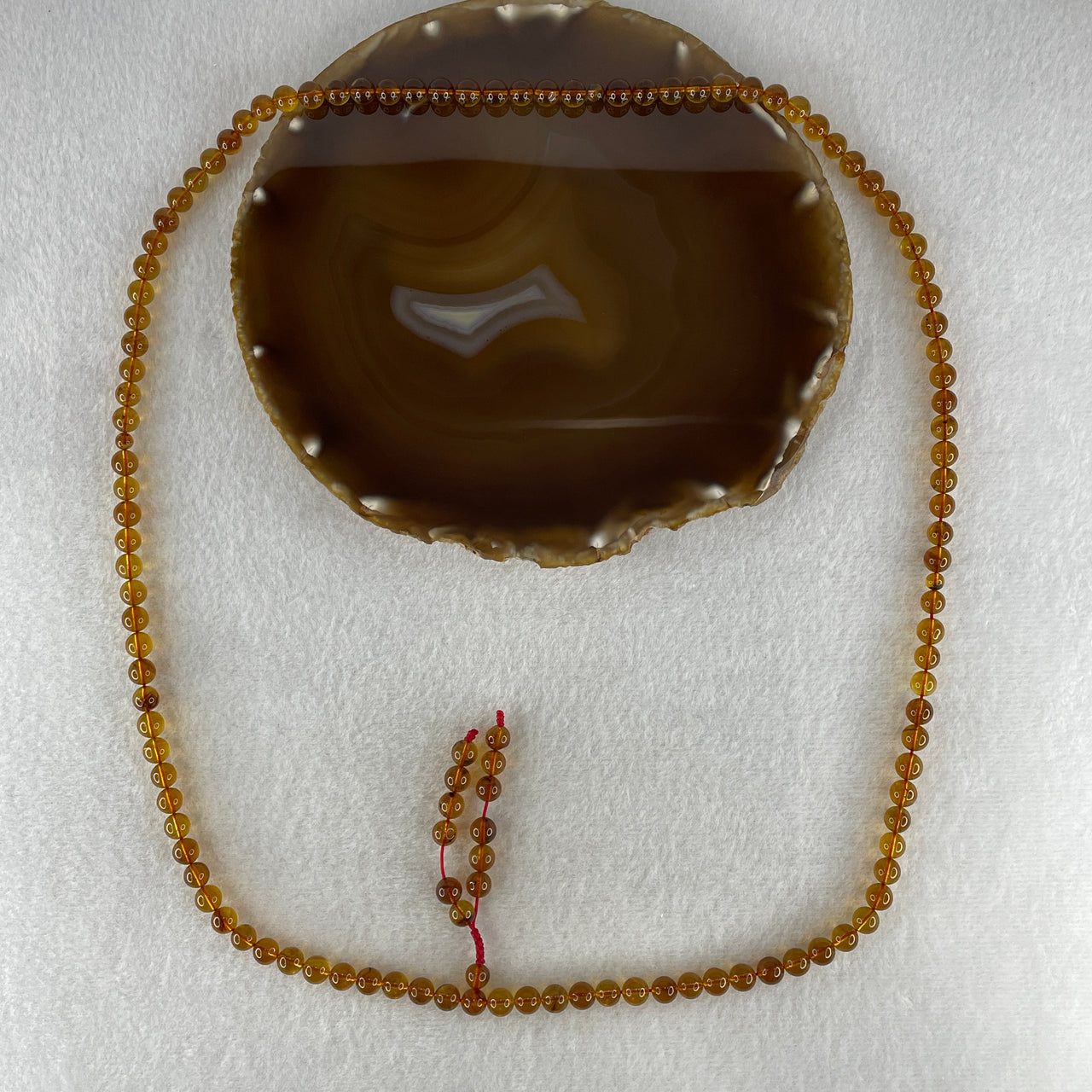 Natural Orangy Yellow Flower Cognac Amber Round Shape Beads Necklace 20.21g 74cm 6.9mm 10.2 Beads