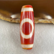 Natural Powerful Tibetan Old Oily Red White Agate One Eye Gold Metal Element Dzi Bead Heavenly Master (Tian Zhu) 一眼金天珠 9.71g 37.8 by 12.9mm - Huangs Jadeite and Jewelry Pte Ltd