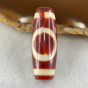 Natural Powerful Tibetan Old Oily Red White Agate One Eye Fire Sign Dzi Bead Heavenly Master (Tian Zhu) 一眼火天珠 10.70g 37.4 by 13.4mm - Huangs Jadeite and Jewelry Pte Ltd