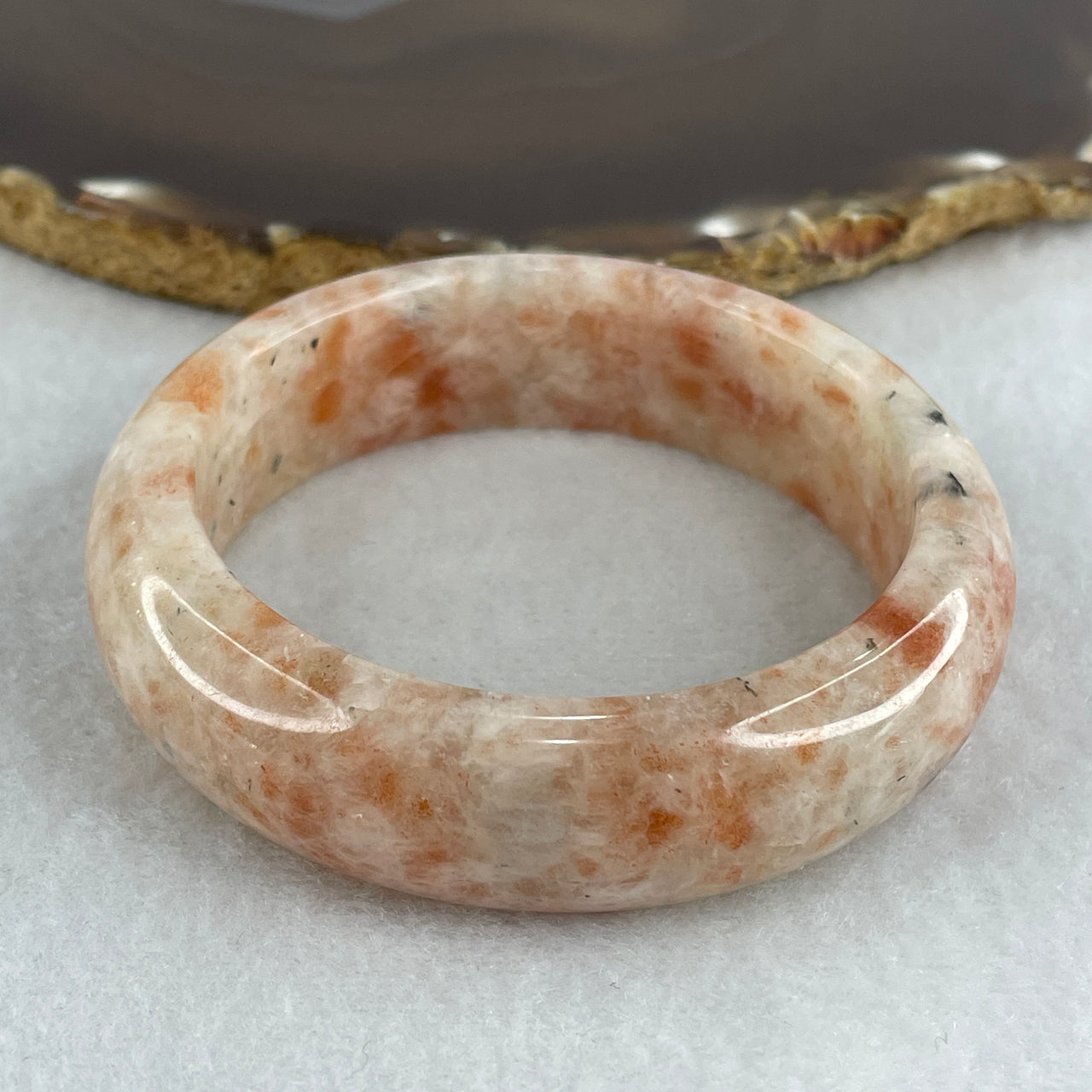 Natural Golden Sunstone Bangle | Radiant Solar Copper Glitter Full-Eternity Armlet & Vitality Talisman (65.31g 17.4 by 9.0mm | 56.1mm Inner Diameter | Very Very Slight Internal Line)