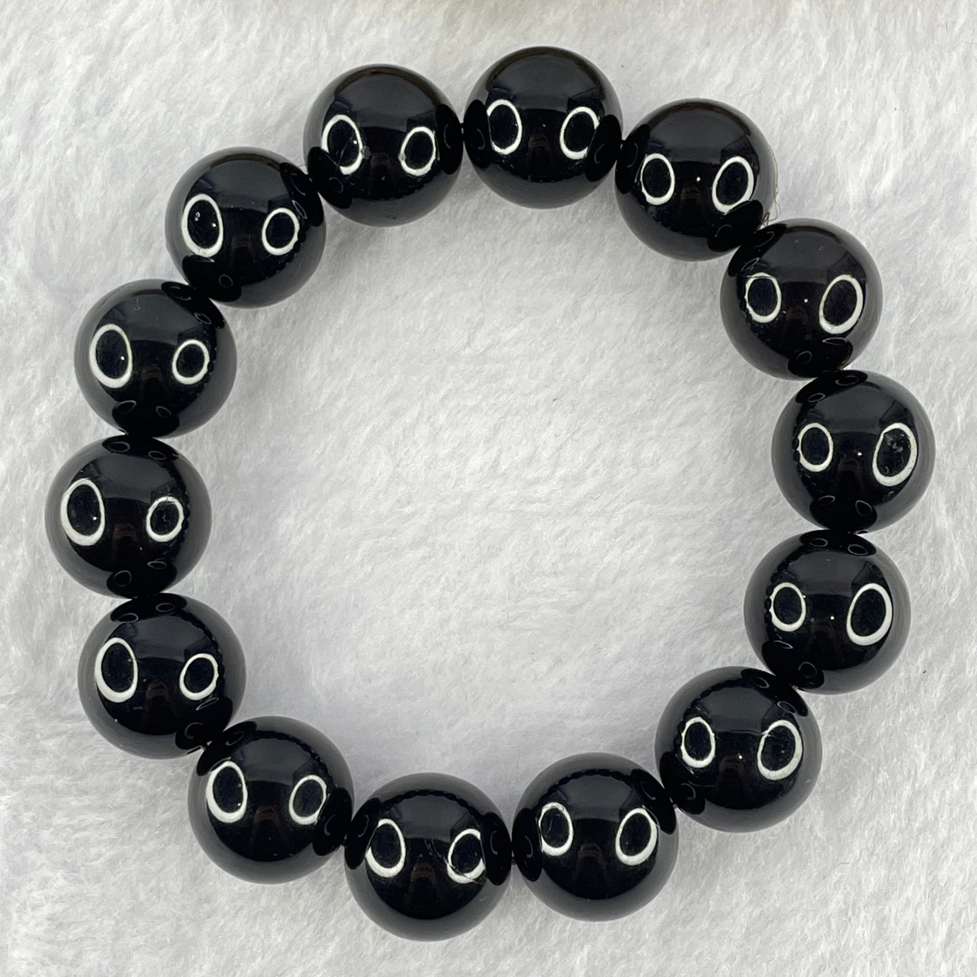 Special Grade Natural Black Gold King Amber Beads Bracelet 天然特一黑金王琥珀手链 28.85g 19cm 15.6mm 14 Beads - Huangs Jadeite and Jewelry Pte Ltd