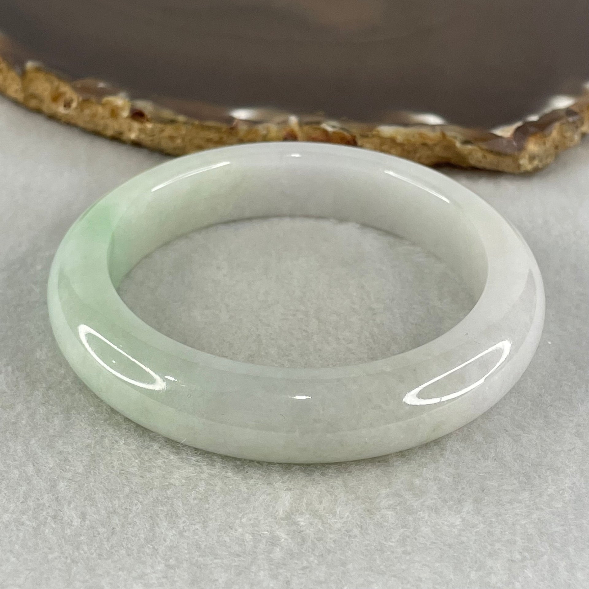 Type A Light Green Faint Lavender Jadeite Bangle 60.07g Inner Diameter 54.4mm 12.3 by 8.9mm (Slight Internal Line) - Huangs Jadeite and Jewelry Pte Ltd