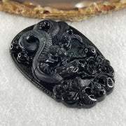 Type A Opaque to Partial Translucent Black Omphacite Jadeite Snake Pendant 24.70g 59.7 by 40.1 by 8.5mm - Huangs Jadeite and Jewelry Pte Ltd