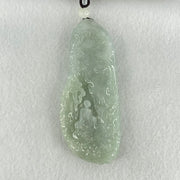 Type A Light Blueish Green Jadeite Seeking Enlightenment with Buddha Pendant 68.18g 78.6 by 32.5 by 12.5mm - Huangs Jadeite and Jewelry Pte Ltd