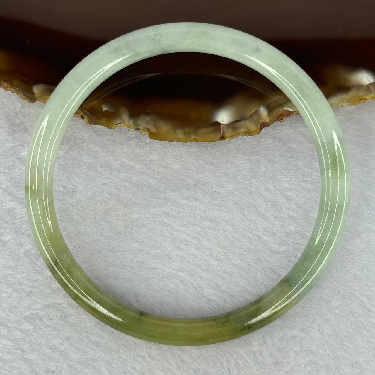 Type A Light Green and Spicy Green and Yellow Jadeite Bangle 20.99g Internal Diameter 58.9mm 6.3 by 6.6mm (Very Slight Internal Line) - Huangs Jadeite and Jewelry Pte Ltd