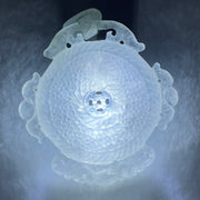 Type A Semi Icy White Jadeite Floral Ping An Kou Donut Pendant 16.76g 45.4 by 43.3 by 5.6mm - Huangs Jadeite and Jewelry Pte Ltd