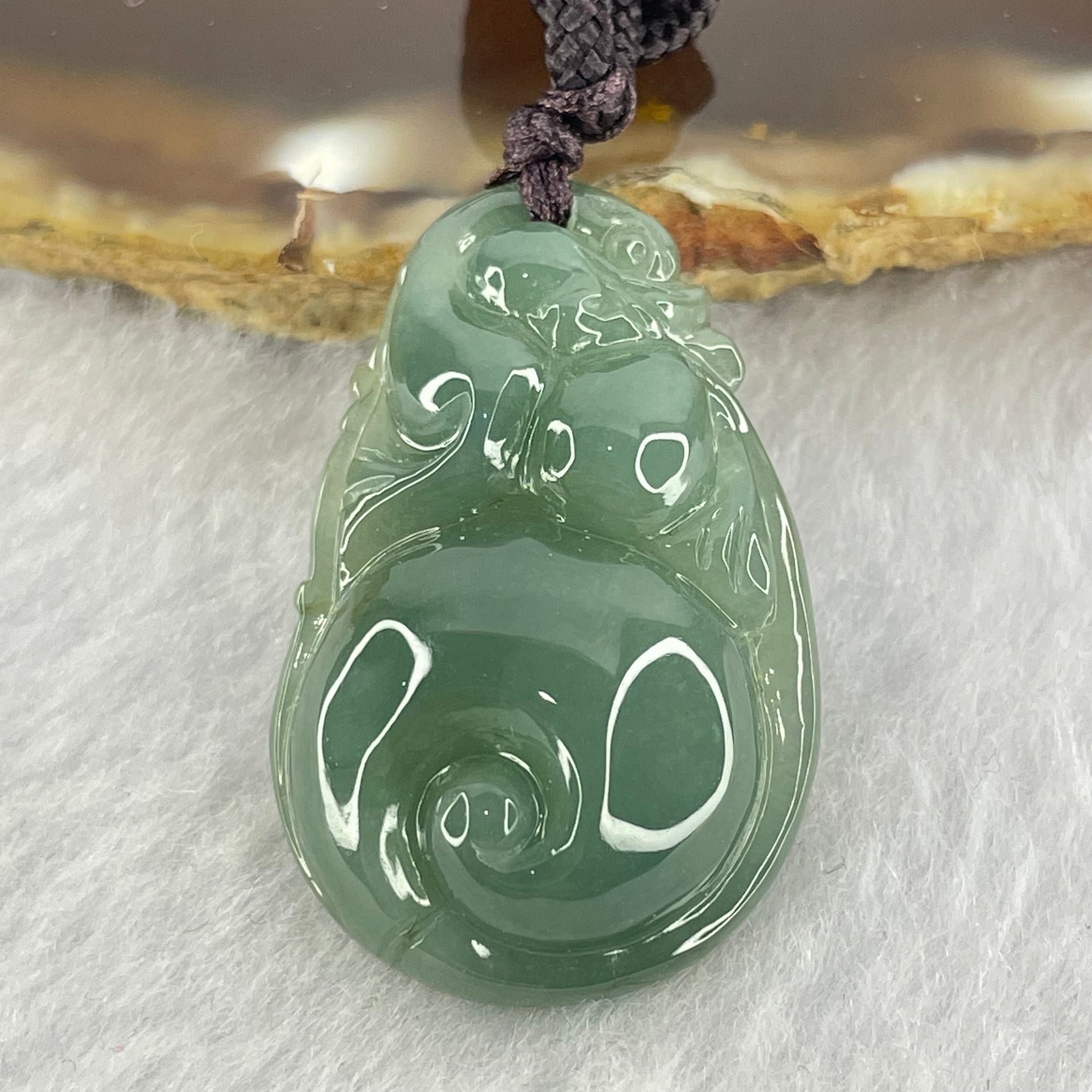 Type A Blueish Green Jadeite Pixiu Pendent 10.32g 32.6 by 20.9 by 8.4mm - Huangs Jadeite and Jewelry Pte Ltd