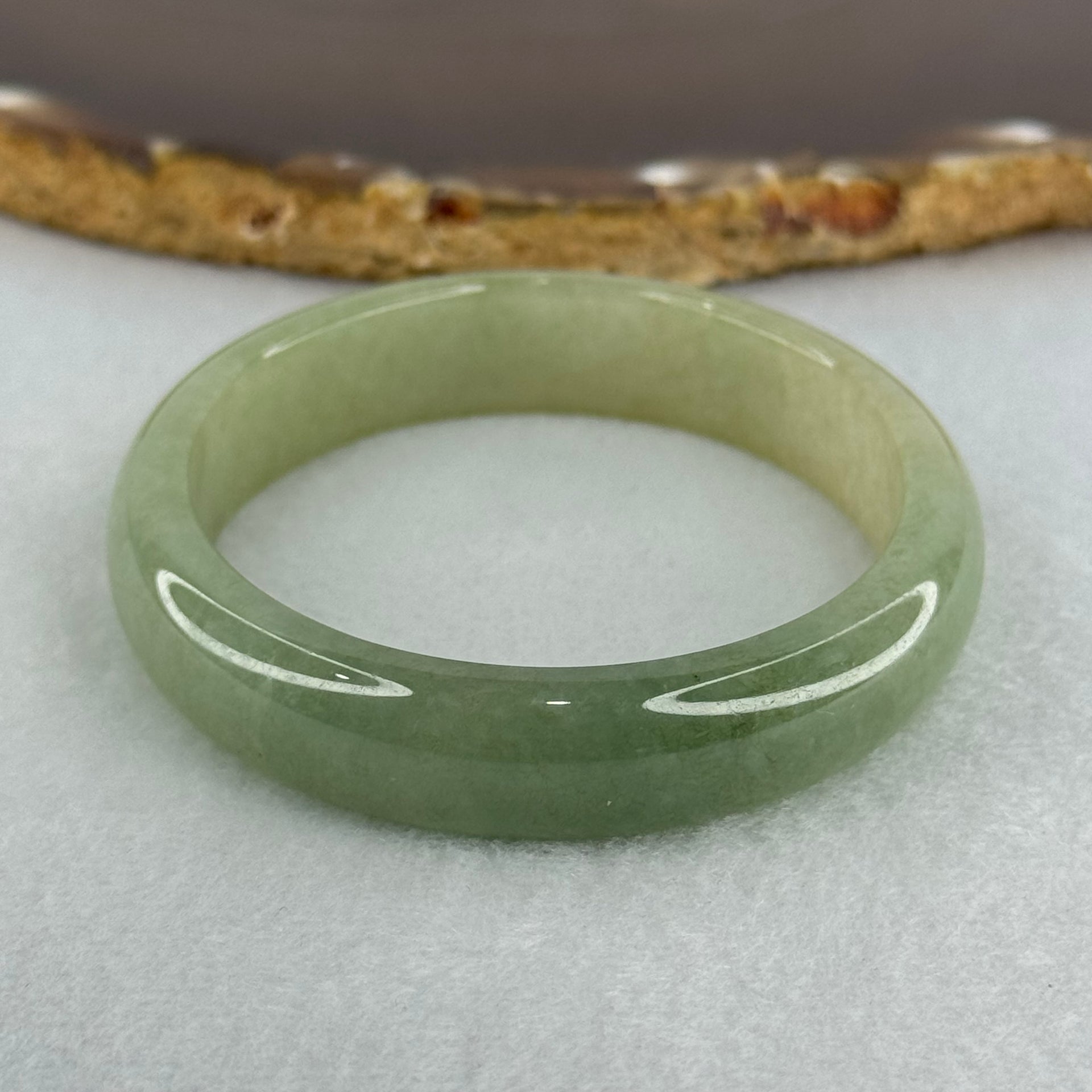 Type A Full Green Jadeite Oval Bangle Internal Diameter 55.4mm 11.9 by 6.5mm (Very Slight Fine Internal Lines) - Huangs Jadeite and Jewelry Pte Ltd