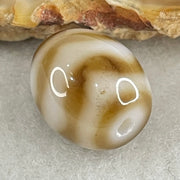 Natural Powerful Tibetan Old Oily Agate Water Wave Daluo Amulet (Tian Zhu) Dzi Bead 2.81g 13.5 by 12.1mm - Huangs Jadeite and Jewelry Pte Ltd