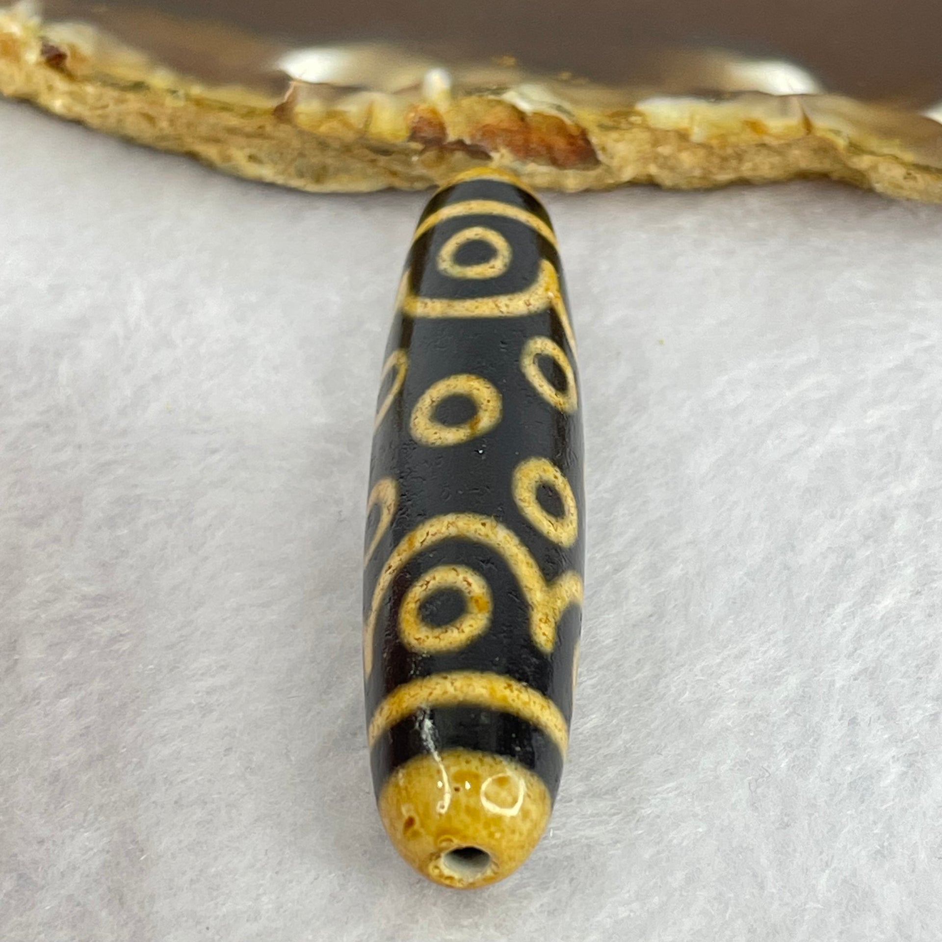 Natural Powerful Tibetan Old Oily Dark and Light Brown Agate 15 Eyes Dzi Bead Heavenly Master (Tian Zhu) 十五眼天诛 15.52g 58.5 by 13.3mm - Huangs Jadeite and Jewelry Pte Ltd