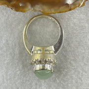 Type A Natural Light Green Jadeite Cabochon 15.2 by 10.8 by 5.0mm Stone for Setting 15.64g (On Silver Ring Mold) US 8.25 HK 18.3 - Huangs Jadeite and Jewelry Pte Ltd