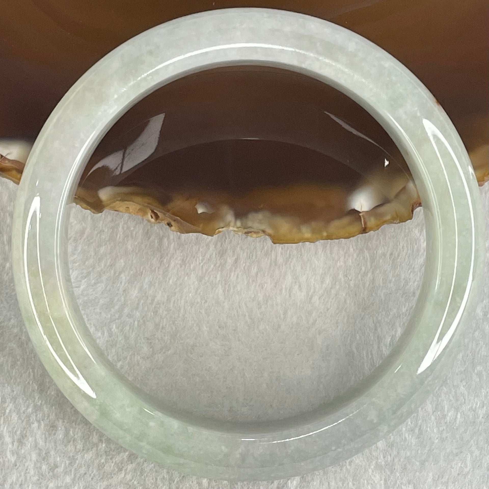 Type A Light Blueish Green Lavender with Red and Yellow Spots Jadeite Bangle 66.35g Internal Diameter 58.5mm 13.6 by 9.1mm (External and Internal Lines) - Huangs Jadeite and Jewelry Pte Ltd