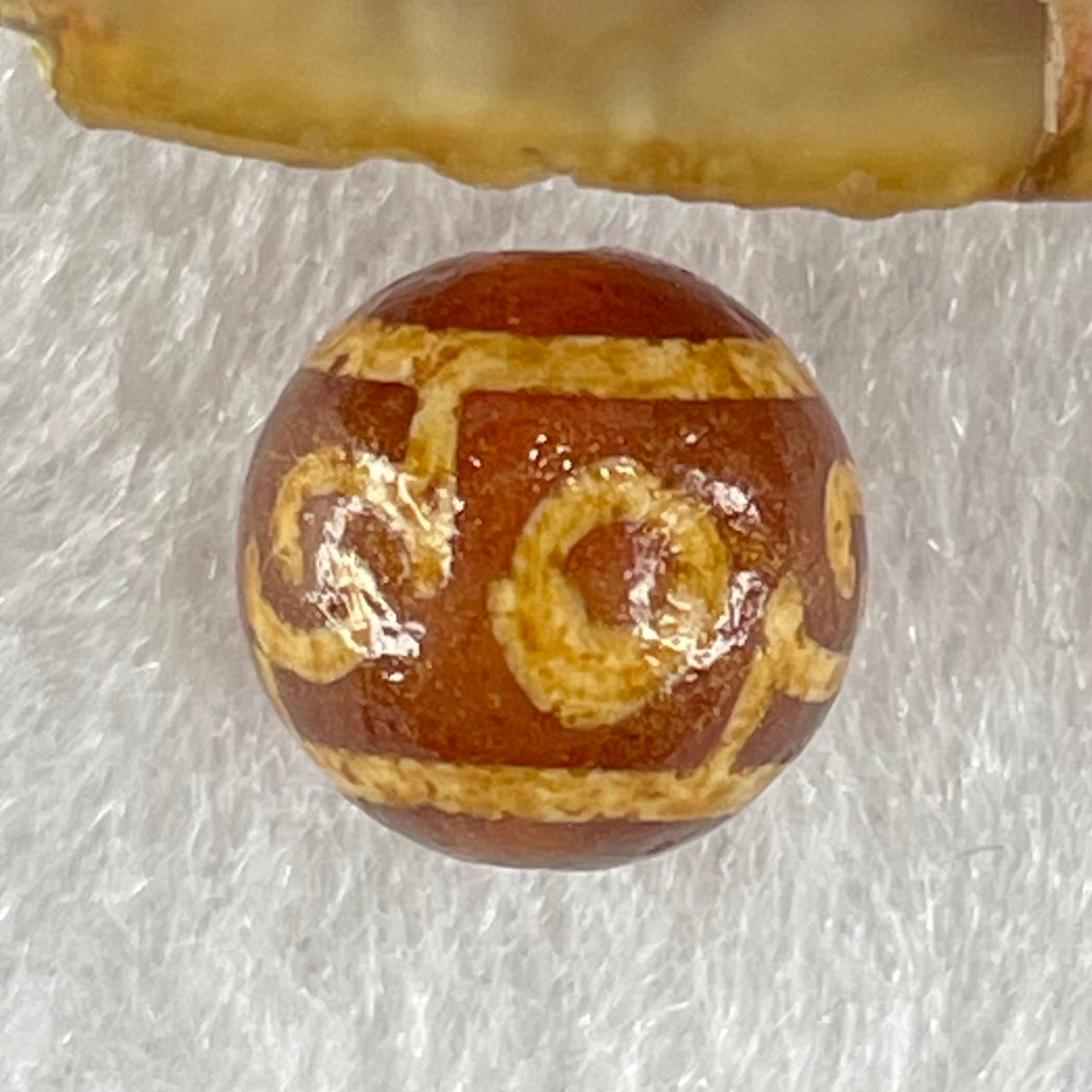 Natural Powerful Tibetan Old Oily Agate 3 Eyed Dharma Vajra Dzi Bead Heavenly Master (Tian Zhu) 三眼金刚杵天珠 1.44g 10.2 by 10.3mm - Huangs Jadeite and Jewelry Pte Ltd