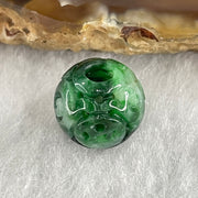 Natural Type A Lao Keng Old Mine Green Jadeite Flora Carving Bead Charm 1.32g 11.0mm - Huangs Jadeite and Jewelry Pte Ltd
