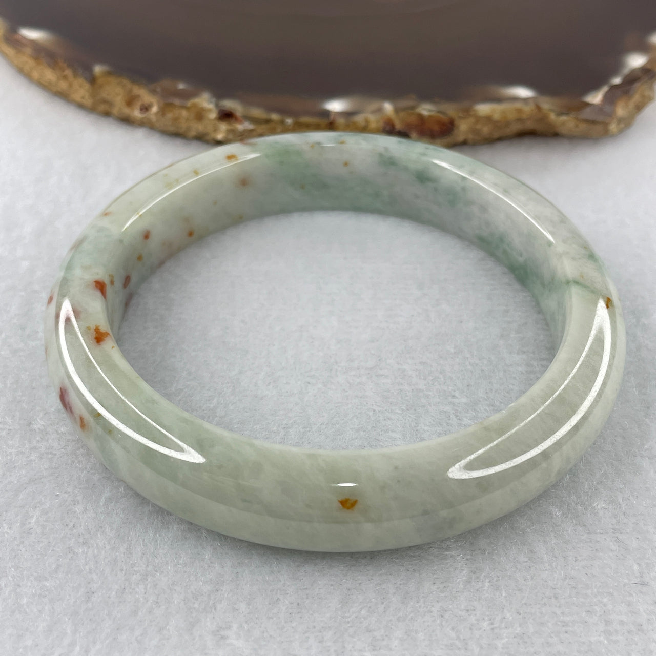Certified Natural Type A Tri-Color Light Green, Green & Reddish Piao Hua Jadeite Bangle | Investment-Grade "San Cai Fuk Lu Shou" Harmony Strand | Majestic Close-to-Perfect Myanmar Feicui Statement Armor Bangle (67.52g | 61.5mm Inner Diameter | 12.8x8.9mm)
