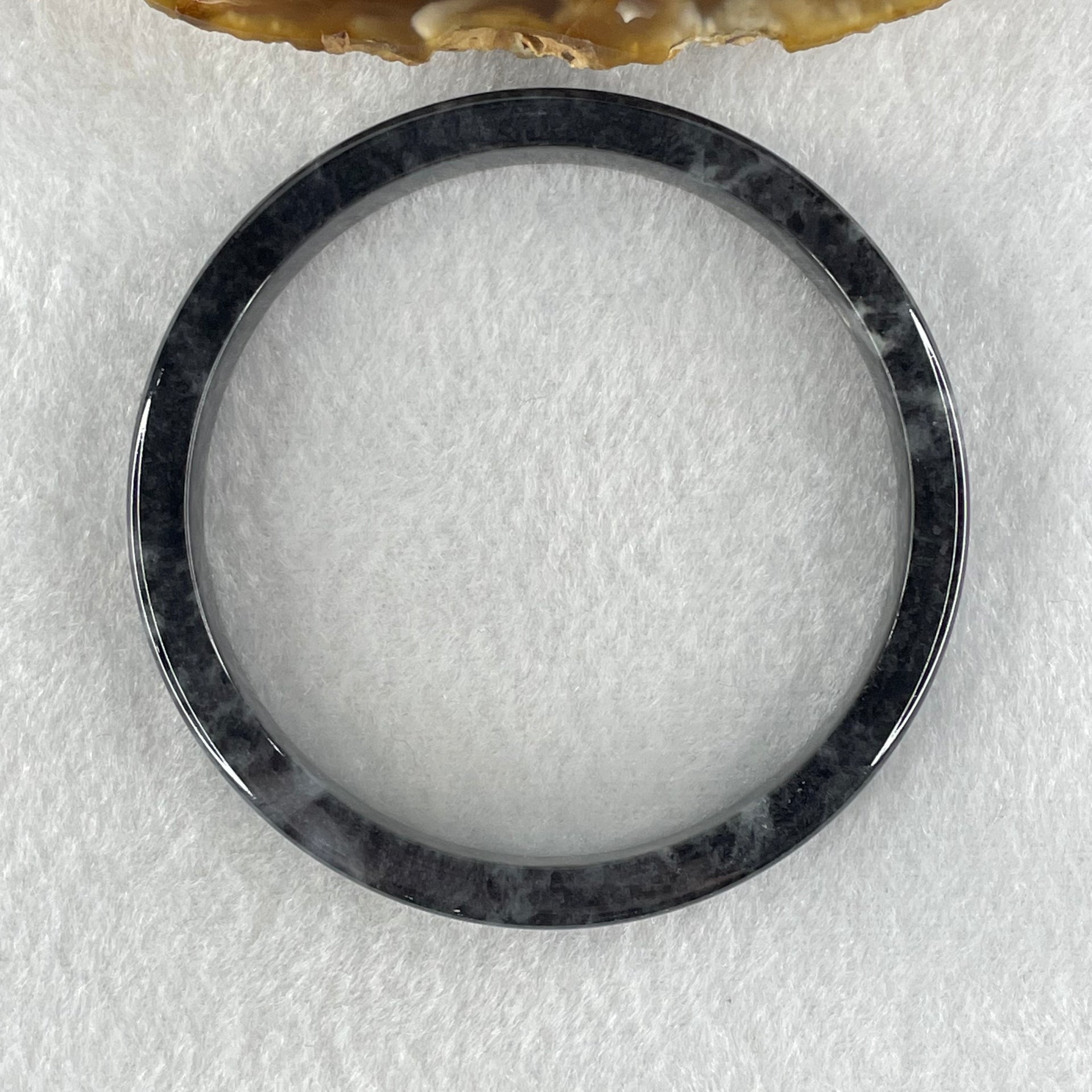 Type A Slightly Translucent to Opaque Wuji Black Grey Jadeite Bangle Internal Diameter 58.0mm 29.91g 8.7 by 5.7mm - Huangs Jadeite and Jewelry Pte Ltd