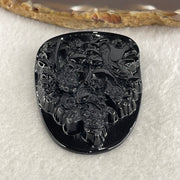 Certified Natural Type A Black Omphacite Jadeite Fu Lu Shou Pendant 33.09g 60.4 by 43.1 by 7.8mm - Huangs Jadeite and Jewelry Pte Ltd