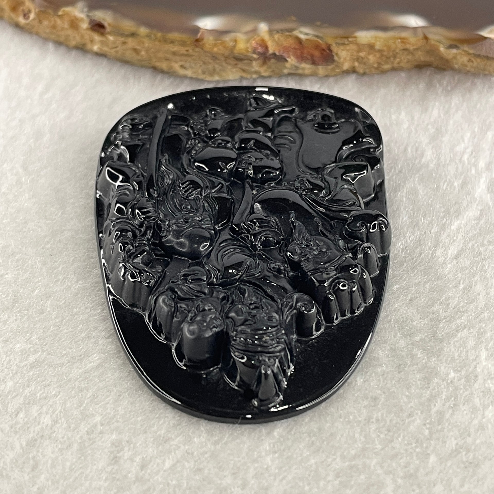Certified Natural Type A Black Omphacite Jadeite Fu Lu Shou Pendant 33.09g 60.4 by 43.1 by 7.8mm - Huangs Jadeite and Jewelry Pte Ltd