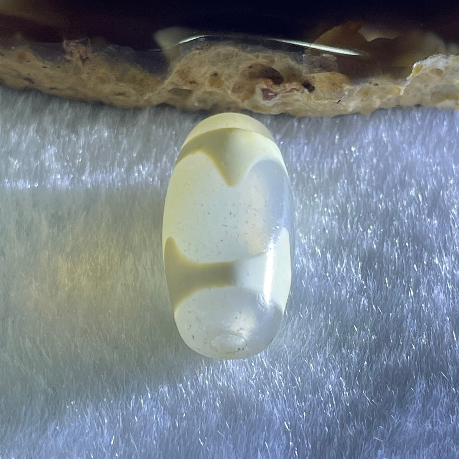 Natural Powerful Tibetan Old Oily Agate Tiger Tooth Daluo Dzi Bead Heavenly Master (Tian Zhu) 虎呀天诛 3.00g 20.3 by 10.2mm - Huangs Jadeite and Jewelry Pte Ltd