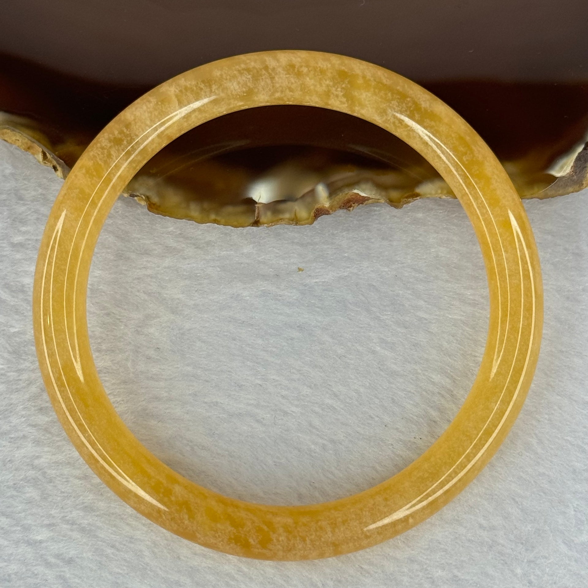 Transparent Orangey Yellow Quartzite Jade Bangle 天山玉手镯 Internal Diameter 59.4mm 29.90g 8.6 by 8.2mm - Huangs Jadeite and Jewelry Pte Ltd