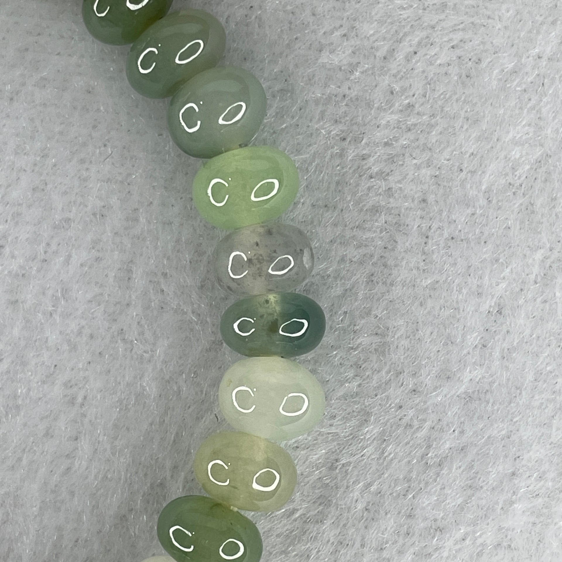 Natural Type A Muti Green Jadeite Donut with Lulutong Charm Bracelet 18.94g 15cm 7.6mm 33 Beads - 8.2 by 8.4mm Lulutong - Huangs Jadeite and Jewelry Pte Ltd