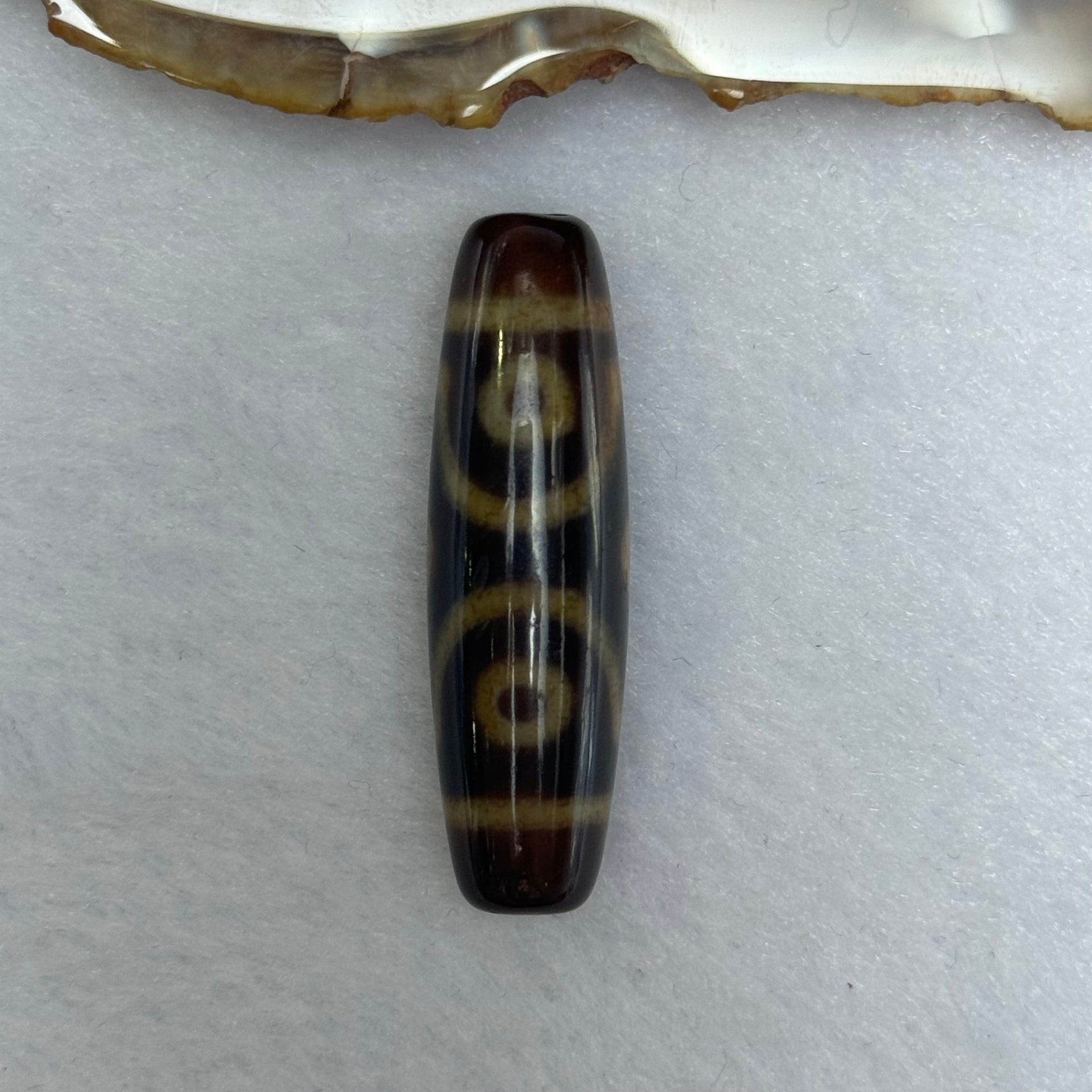 Natural Powerful Tibetan Old Oily Agate 6 Eyes Dzi Bead Heavenly Master (Tian Zhu) 六眼天诛 7.83g 39.5 by 11.5mm - Huangs Jadeite and Jewelry Pte Ltd