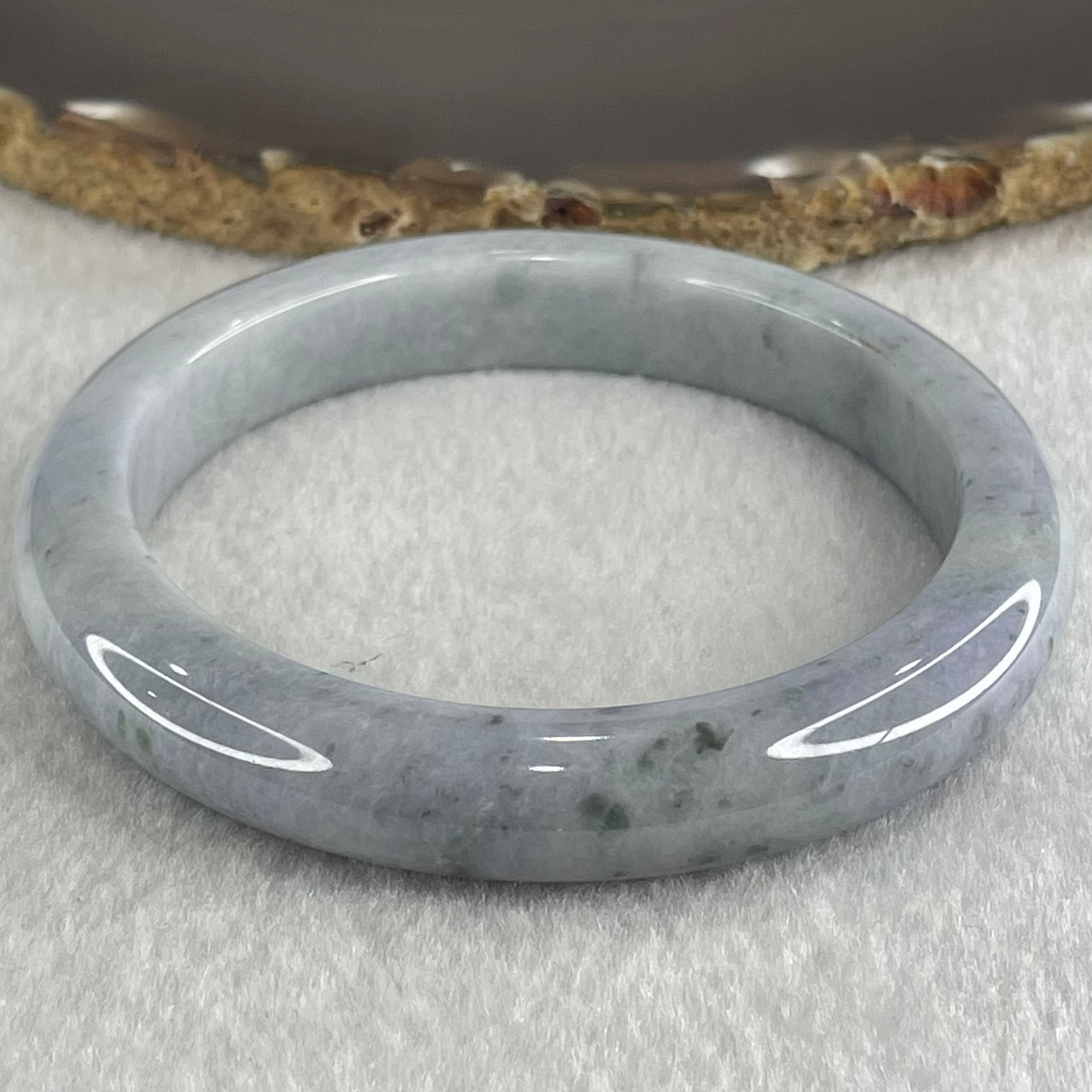Type A Deep Lavender Light Blueish Green with Blueish Green Spots Jadeite Bangle 55.98g Internal Diameter 59.9mm 11.2 by 9.0mm (Close to Perfect) - Huangs Jadeite and Jewelry Pte Ltd