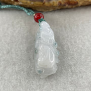 Natural Type A Faint Lavender with Blue Spot Jadeite Cabbage Pendant | Hundred Wealth & Abundance Talisman (8.94g | 33.5 x 12.9 x 12.0mm) - Huangs Jadeite and Jewelry Pte Ltd