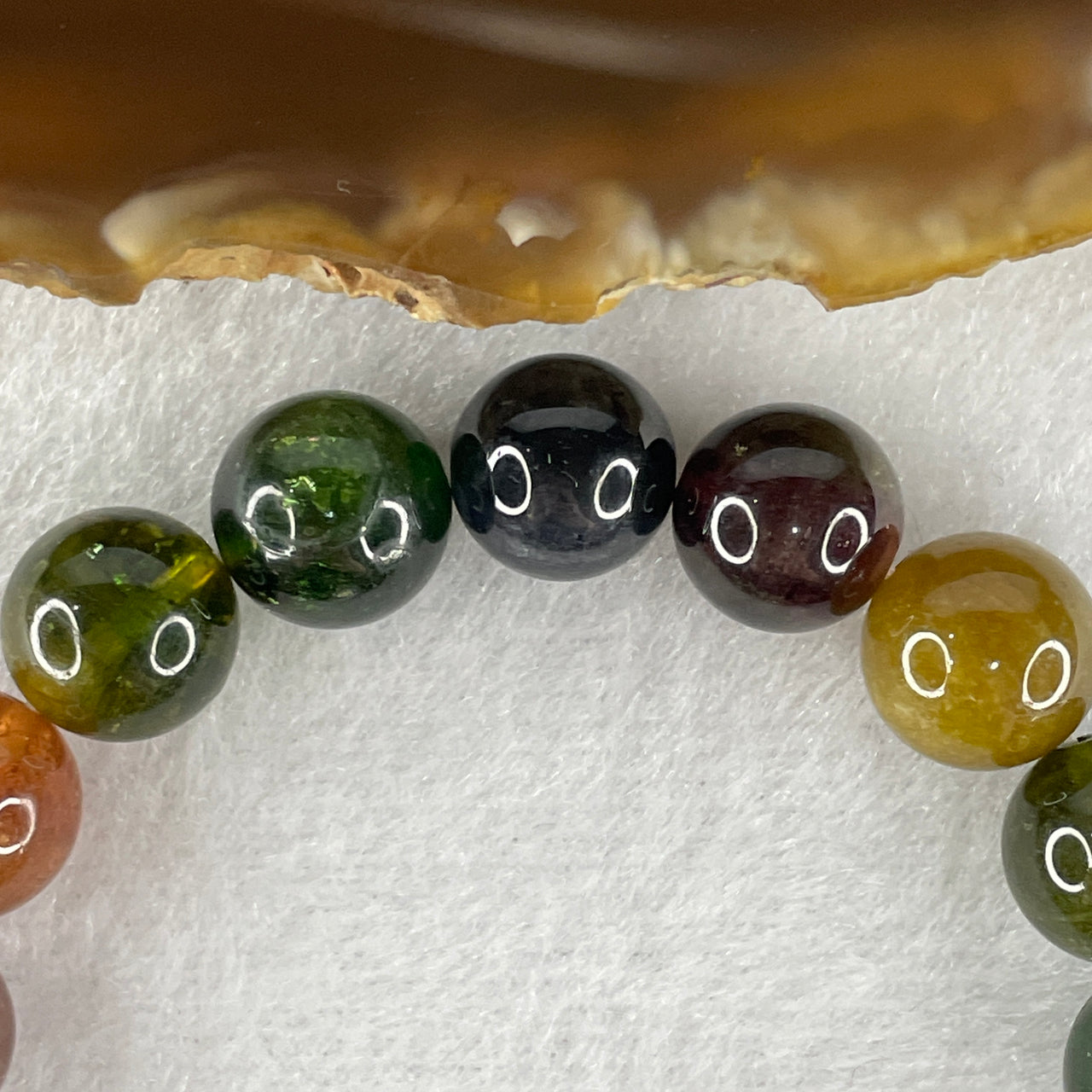 Above Average Grade Natural Intense Rainbow Tourmaline Crystal Beads Bracelet 28.77g 14cm 10.4mm 17 Beads