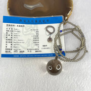 Natural Smoky Quartz Crystal Sphere Pendant with Mini Beads Necklace 59.74g 60cm 31.1mm 4.6mm 149 Beads - Huangs Jadeite and Jewelry Pte Ltd