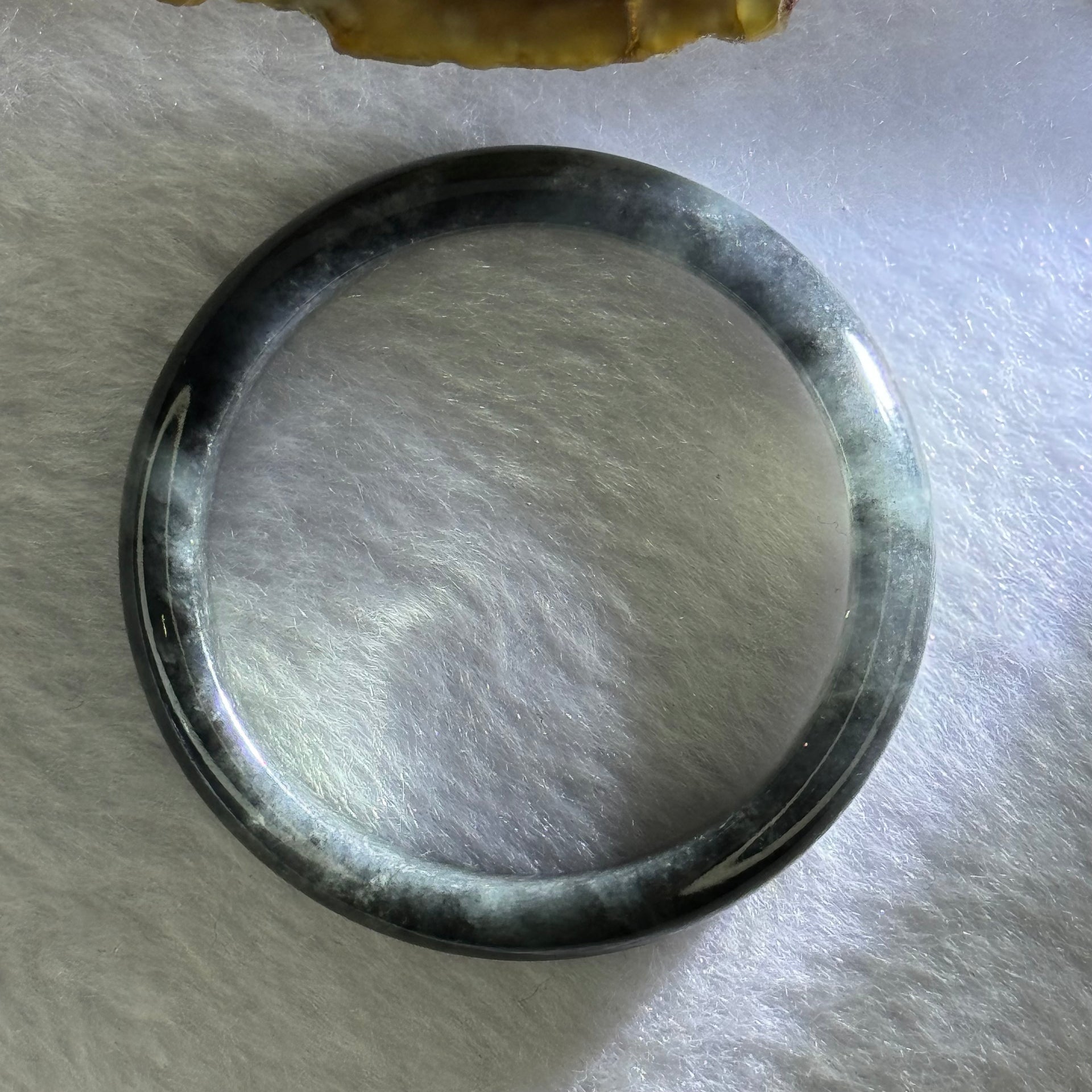 Type A Highly Translucent Black Grey Wuji Jadeite Baby Bangle 12.29g Internal Diameter 36.6mm 7.2 by 5.4mm - Huangs Jadeite and Jewelry Pte Ltd