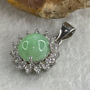 Type A Green Jadeite Pendant with Cubic Zirconia in S925 Sliver 1.89g 7.6 by 5.0mm - Huangs Jadeite and Jewelry Pte Ltd