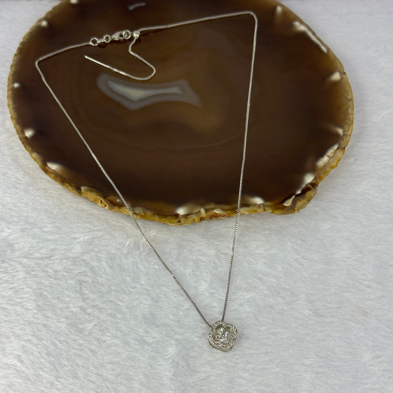 Moving Dancing Cubic Zirconia in 925 Sliver Necklace 2.96g 4.7g 1.8mm - Huangs Jadeite and Jewelry Pte Ltd