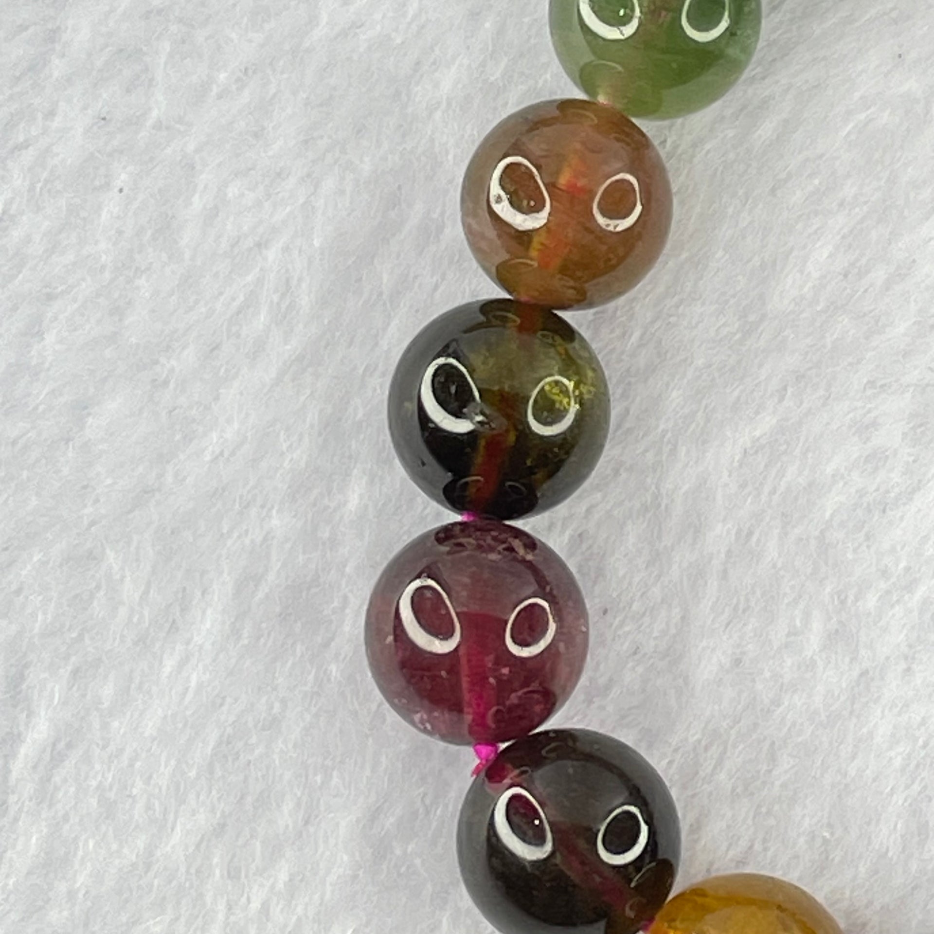 Natural Tourmaline Beads Bracelet 好的天然碧玺珠手链 30.80g 15.5cm 10.4mm 18 Beads - Huangs Jadeite and Jewelry Pte Ltd