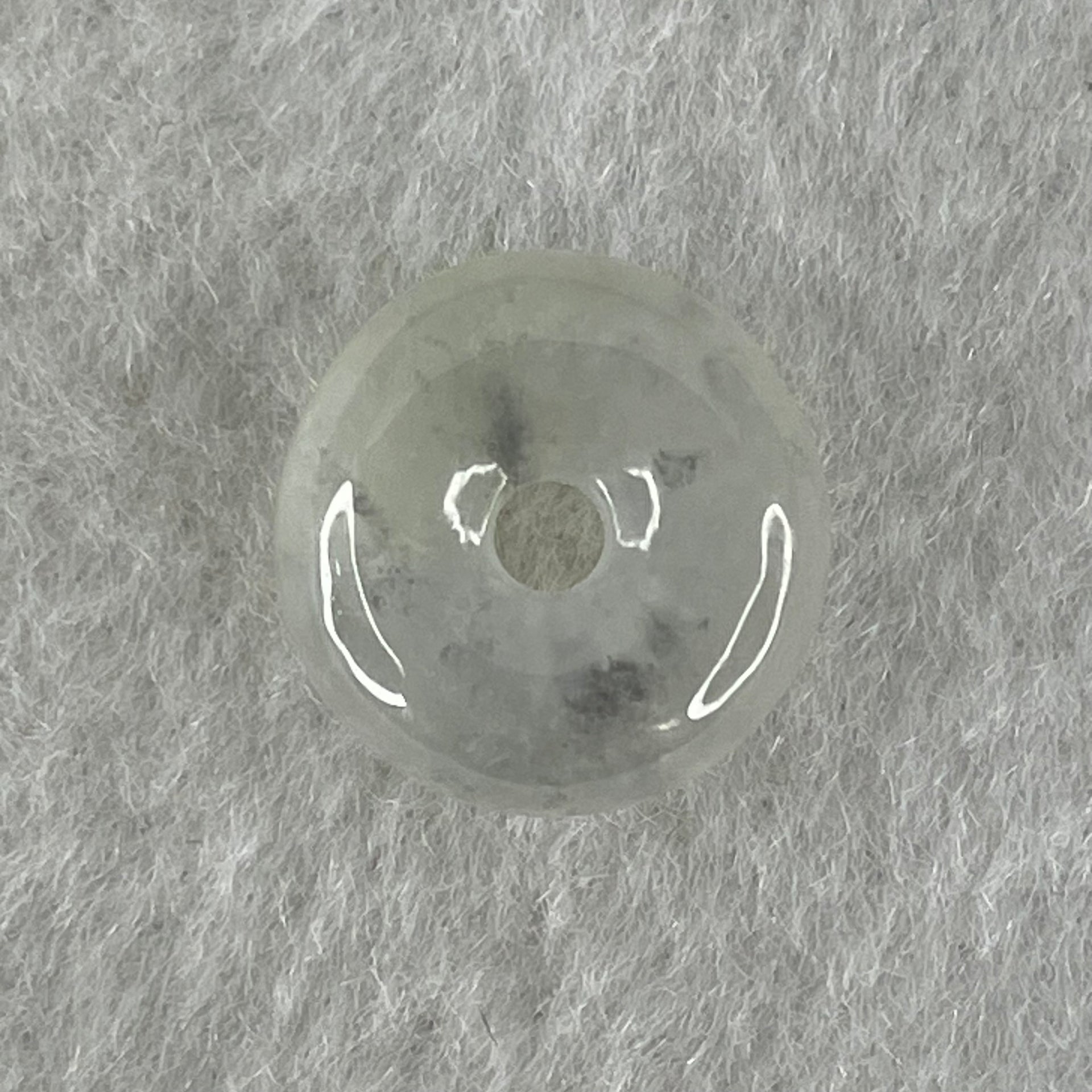 Type A Semi Icy Faint Lavender Green With Wuji Grey Jadeite Ping An Kou Donut Pendant/Charm 2.11g 13.2 by 5.9mm - Huangs Jadeite and Jewelry Pte Ltd