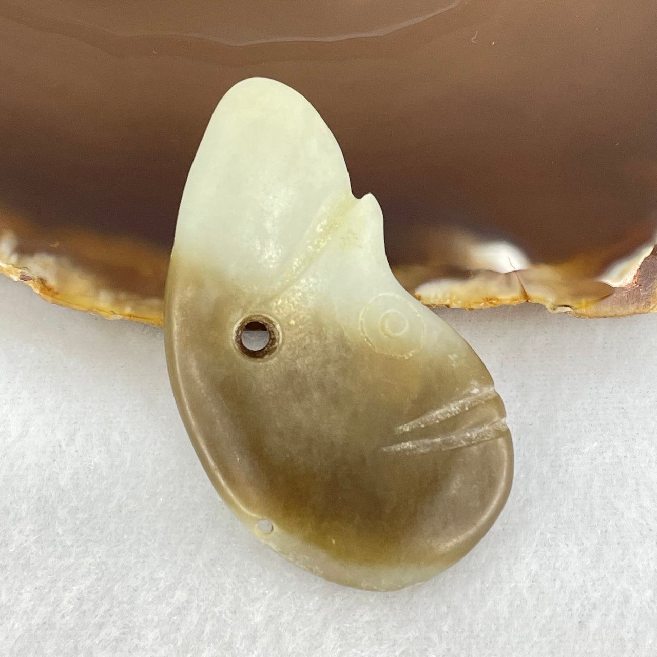 Ancient Natural Brown and Faint Green Nephrite Unknown Pendant 21.31g 54.9 30.7 by 7.6mm - Huangs Jadeite and Jewelry Pte Ltd