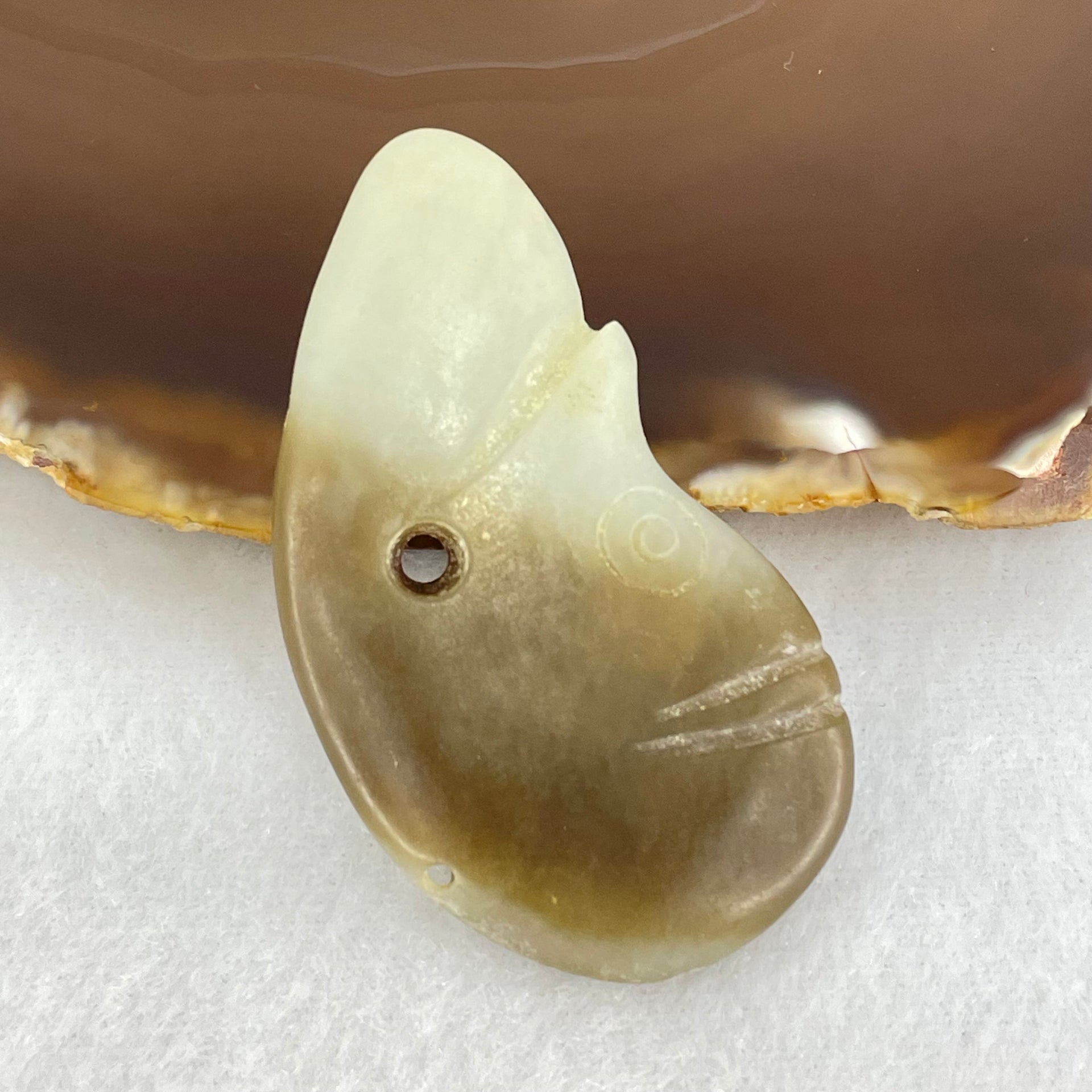 Ancient Natural Brown and Faint Green Nephrite Unknown Pendant 21.31g 54.9 30.7 by 7.6mm - Huangs Jadeite and Jewelry Pte Ltd