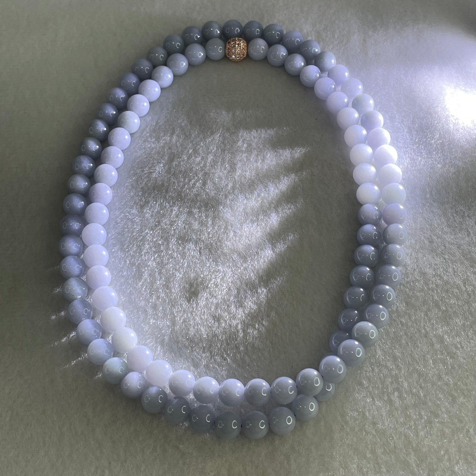 Type A Full Lavender Jadeite Beads Necklace 58.26g 66cm 7.0mm 98 Beads - Huangs Jadeite and Jewelry Pte Ltd