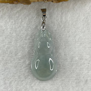 Natural Type A Semi Icy Lavender Jadeite Calabash Hulu Pendant in Stainless Steel Clasp 3.20g 29.6 by 14.9 by 5.2mm - Huangs Jadeite and Jewelry Pte Ltd
