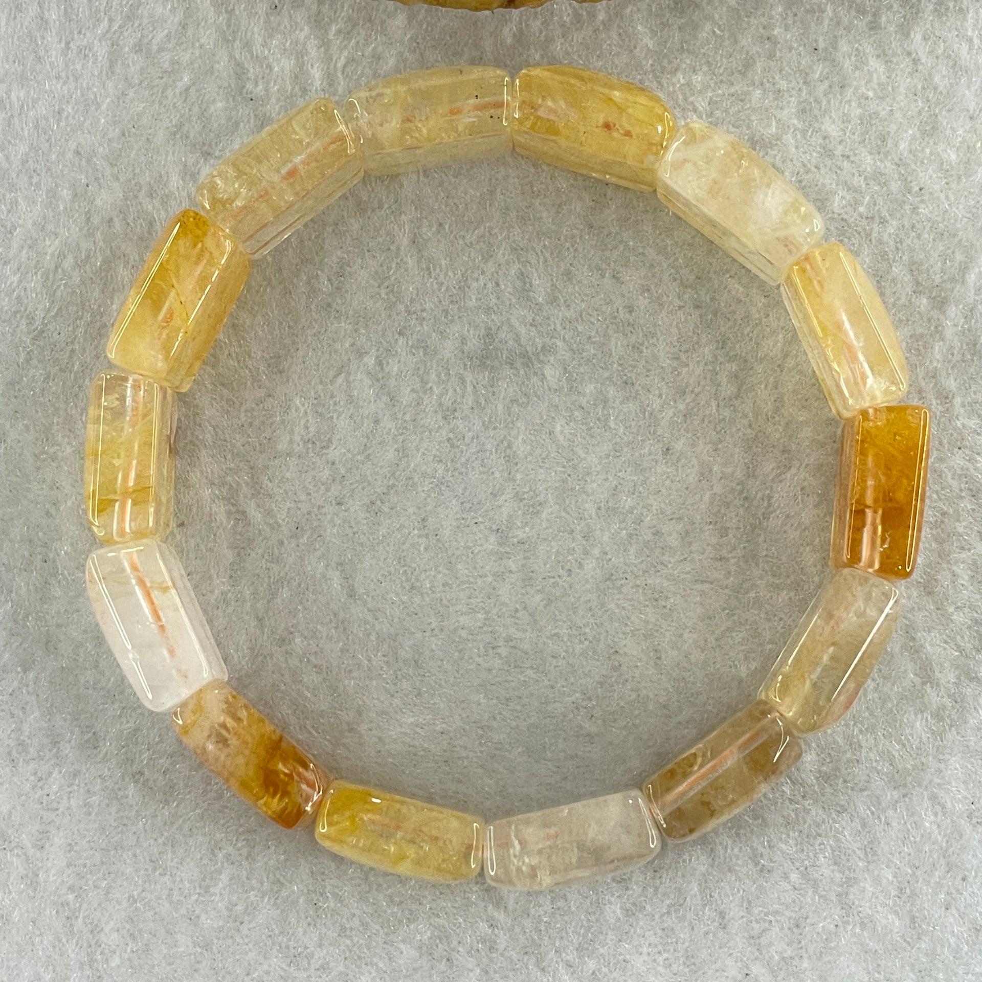 Natural Ferruginous Quartz Bracelet 38.45g 17cm 13.9 by 13.8 by 7.1mm 14 pcs - Huangs Jadeite and Jewelry Pte Ltd