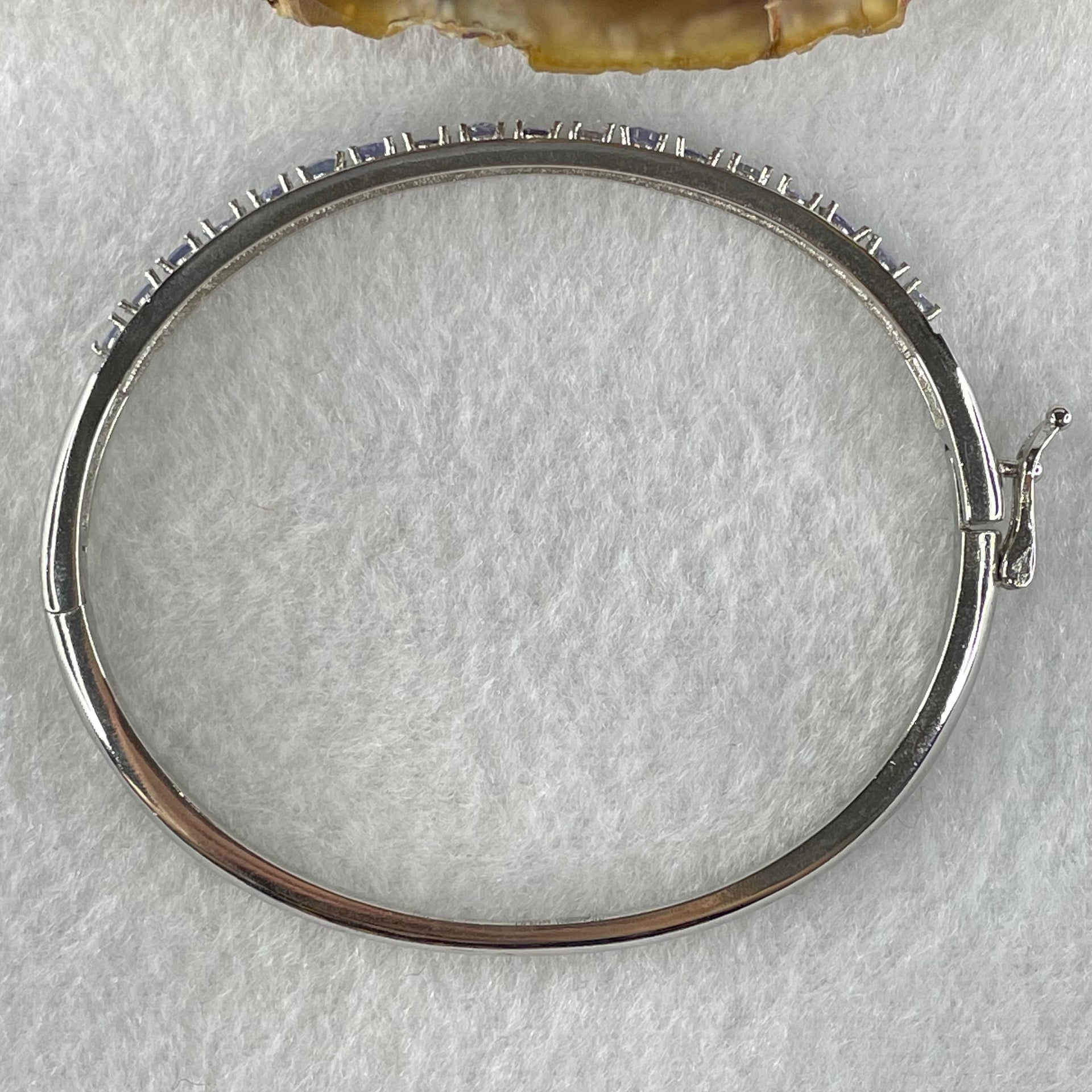 Natural Blue Topaz With Crystals in S925 Sliver Bracelet 12.96g 6.1 by 3.3mm - Huangs Jadeite and Jewelry Pte Ltd