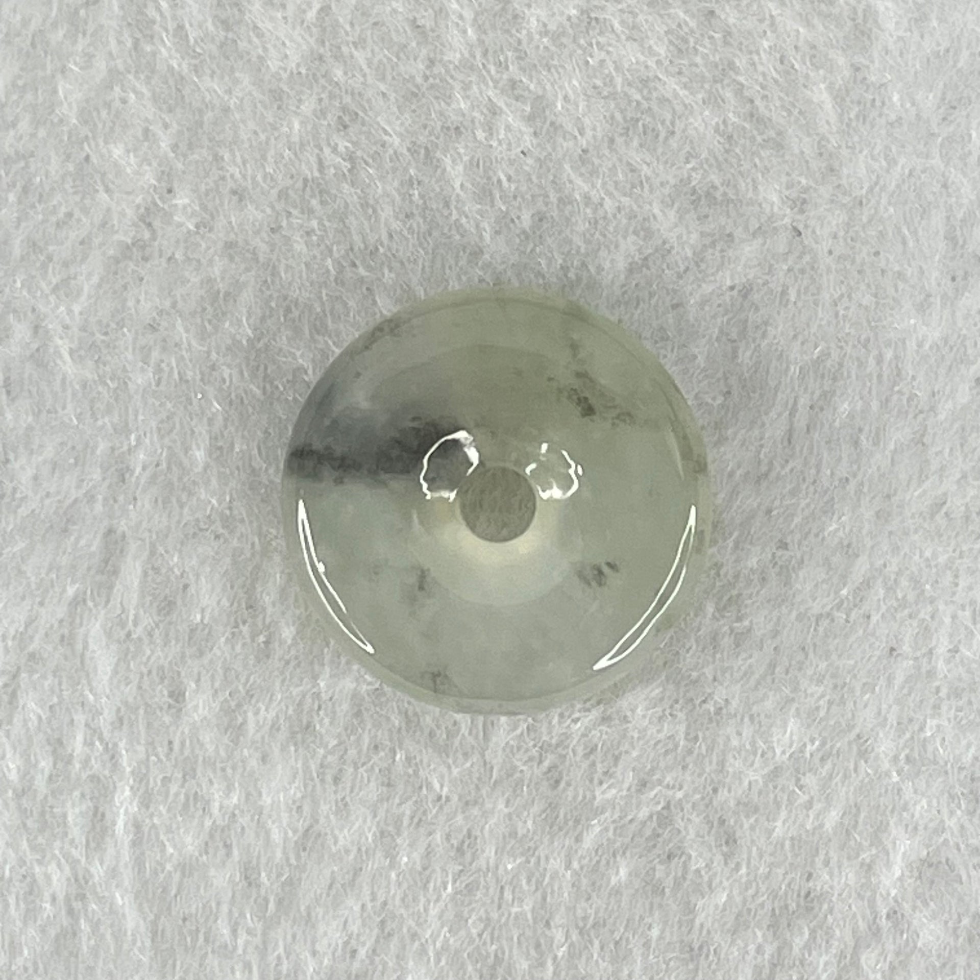 Type A Icy Wuji Grey Jadeite Ping An Kou Donut Charm Pendant 2.04g 15.2 by 4.0mm - Huangs Jadeite and Jewelry Pte Ltd