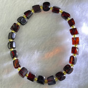 Natural Dark Blood Red Amber Cubes Bracelet 天然血珀手链 4.89g 15.5cm 6.3mm 22 Beads - Huangs Jadeite and Jewelry Pte Ltd