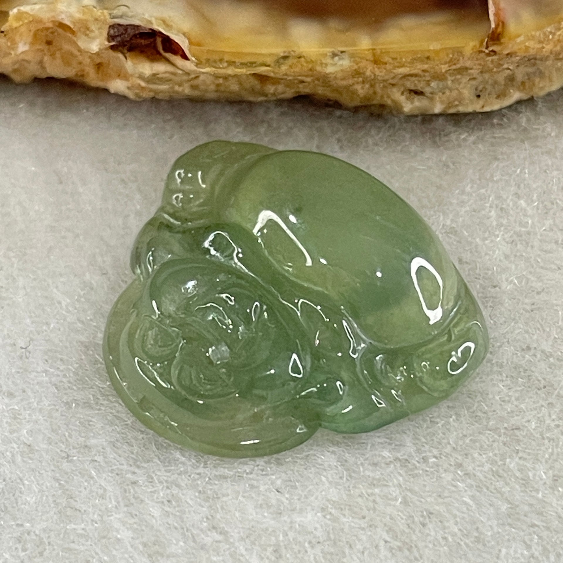 Type A Semi Icy Blueish Green Jadeite Milo Buddha Pendant 2.31g 18.1 by 20.5 by 4.6mm - Huangs Jadeite and Jewelry Pte Ltd
