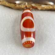 Natural Powerful Tibetan Old Oily Red White Agate One Eye Gold Metal Element Dzi Bead Heavenly Master (Tian Zhu) 一眼金天珠 11.08g 10.25g 37.9 by 13.2mm - Huangs Jadeite and Jewelry Pte Ltd