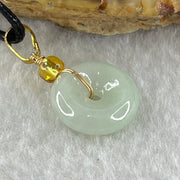Type A Natural Faint Green Jadeite Ping An Kou Donut In String Necklace 2.68g 13.3 by 4.6mm - Huangs Jadeite and Jewelry Pte Ltd