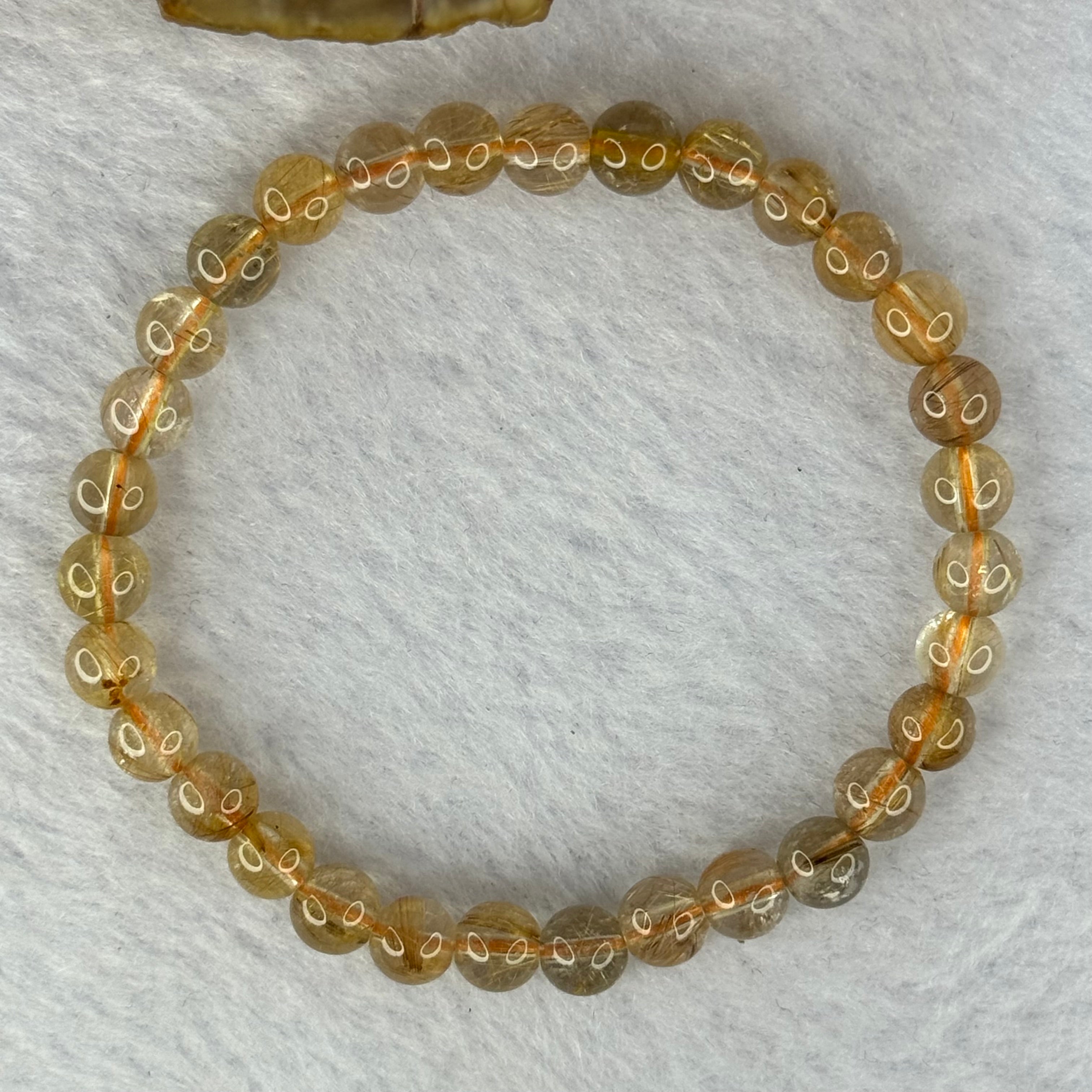 Natural Golden Rutilated Quartz Beads 天然金发水晶手链 9.89g 15cm 6.5mm 31 ...