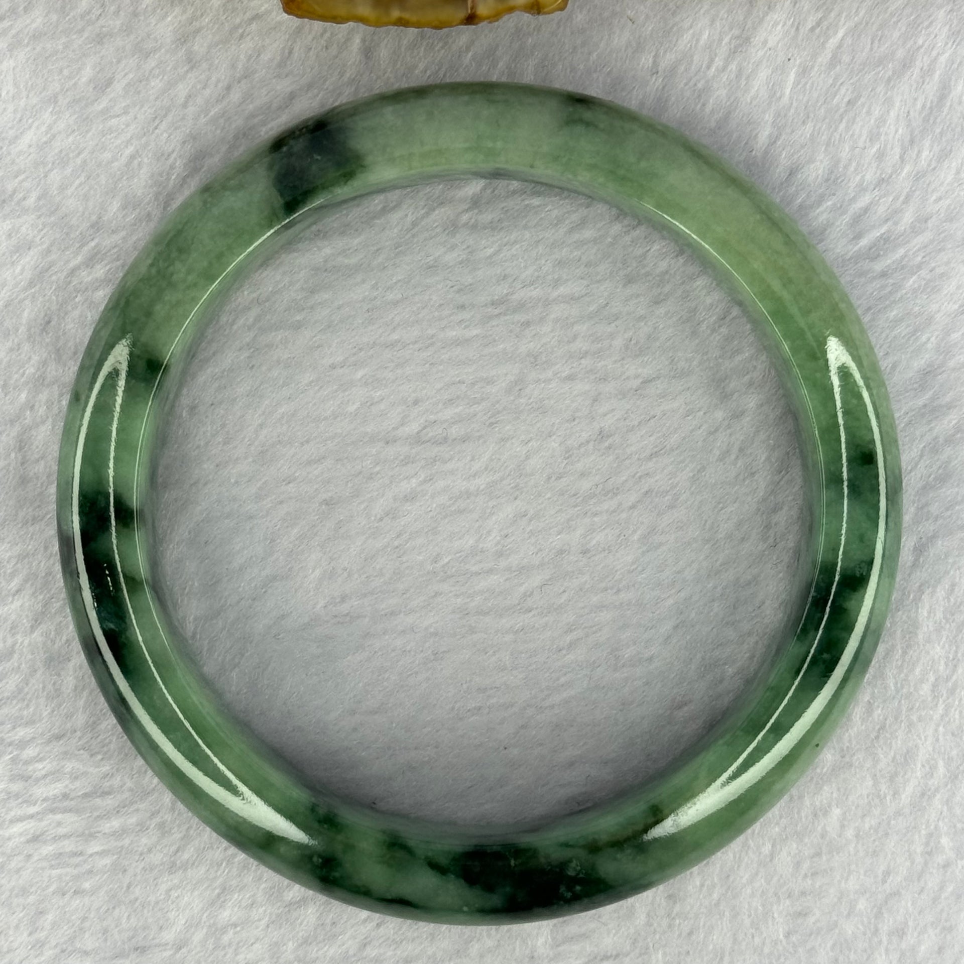 Type A Dark Green Piao Hua Jadeite Bangle 66.76g Internal Diameter 58.4mm 13.9 by 8.7mm (Very Slight External Rough) - Huangs Jadeite and Jewelry Pte Ltd