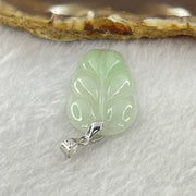 Type A Light Green Jadeite Leaf Pendant with S925 Sliver Clasps 4.31g 30.4 by 17.7 by 4.0mm - Huangs Jadeite and Jewelry Pte Ltd